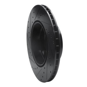 BMW X6 Brake Rotor (1) - Rear Right - R1 Concepts - Drilled & Slotted - Black - `07-`19